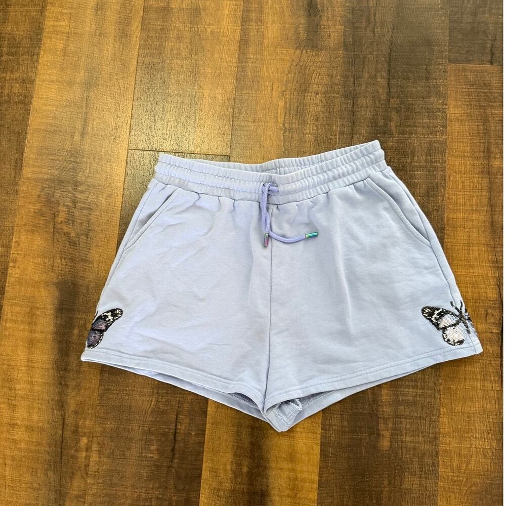 Queen of Sparkles Butterfly Sweat Shorts Lavender Lounge Shorts Size Large